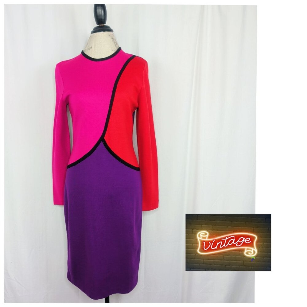 Vintage Outlander Knit Dress Medium Color Block